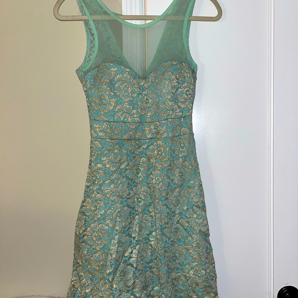 Turquoise & gold dress